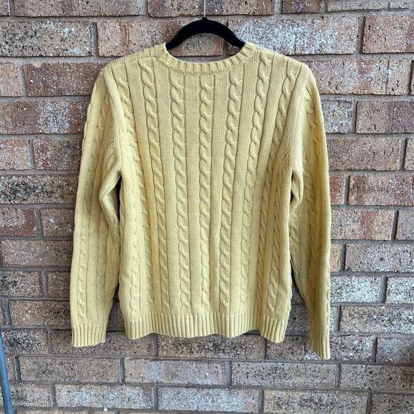 Lands' End Women's Cable Knit Sweater Yellow Pullover Size S 6-8 - Picture 2 of 4